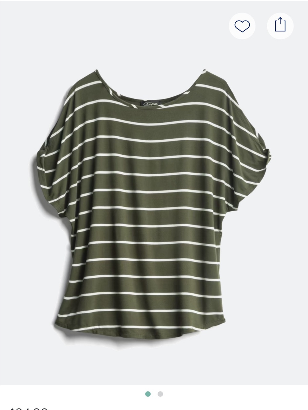 Olive Striped Cold Shoulder Tee